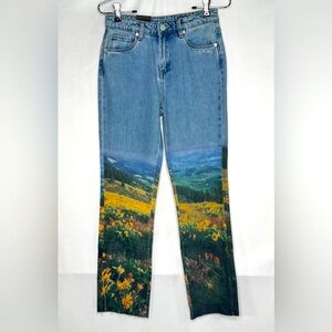 Blank NYC NWT Jeans Throwback Landscape‎ Crop High Rise Festival Hippie Sz 24